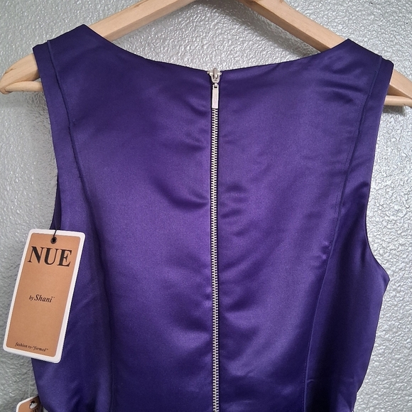 NWT Nue By Designer Shani Plum Satin Sleeveless Formal Dress  Size 10 - Picture 12 of 16